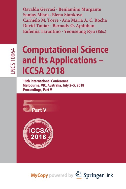 Computational Science and Its Applications - ICCSA 2018